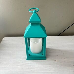 Teal Lantern Candle Holder